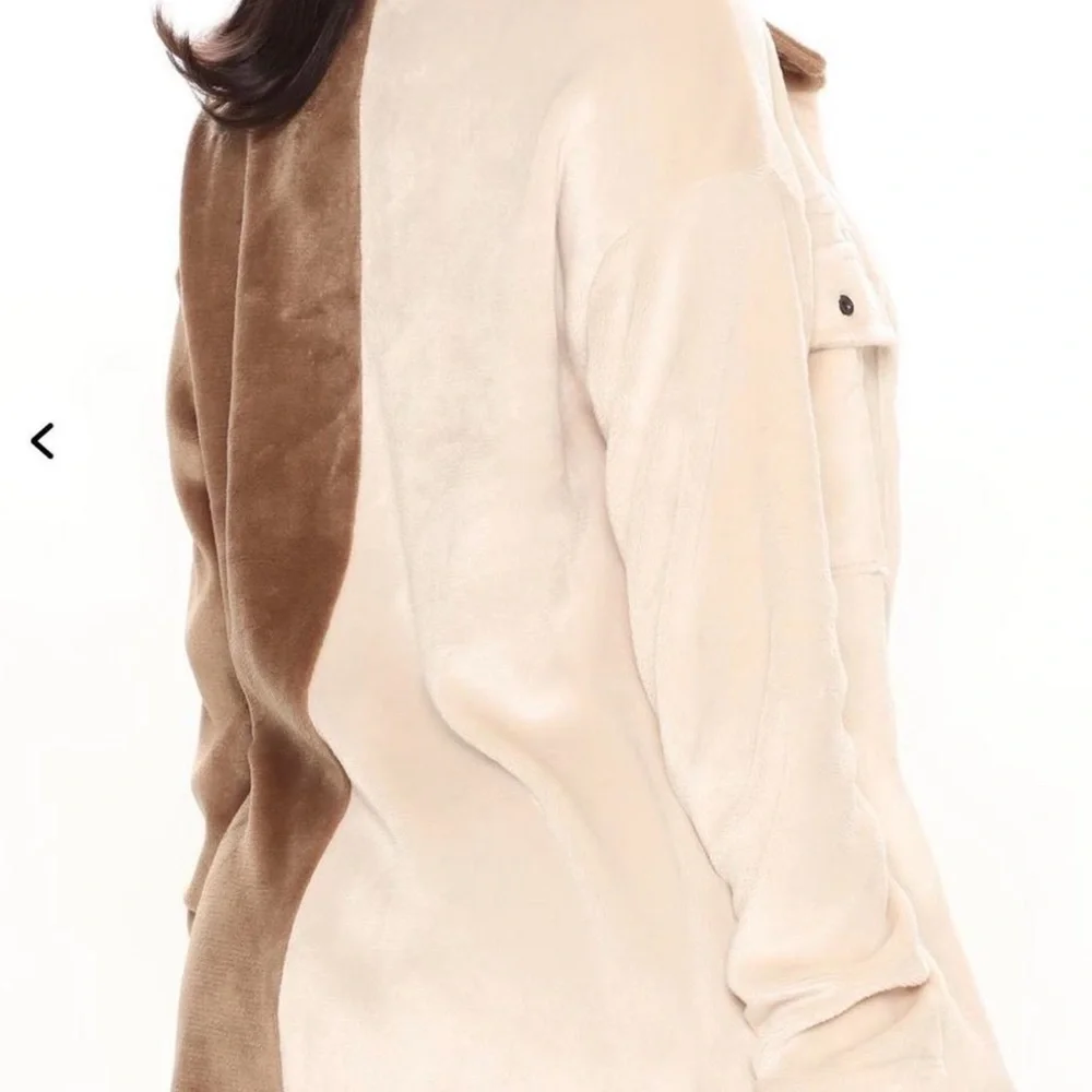 Fashion Nova Two-Tone Button Down Shirt - Cream and Brown - Picture 3 of 4